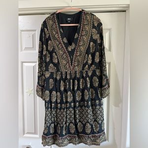 Maeve Black Embroidered Dress from Anthropologie XL